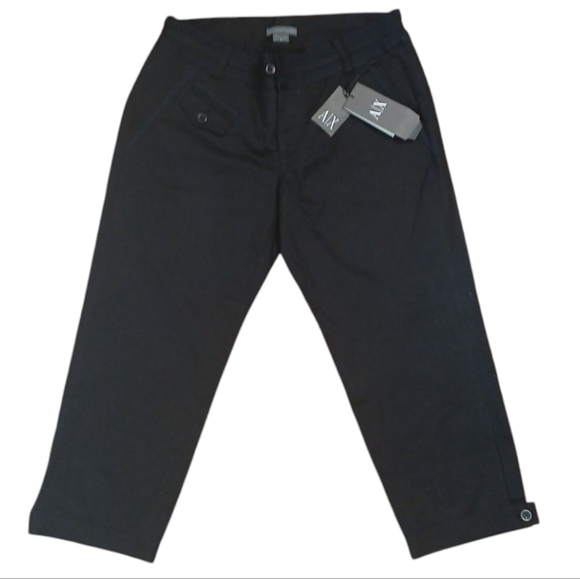 NEW Armani Exchange Black Cropped Trousers Women's Capri Pants Size 6 - Picture 1 of 11
